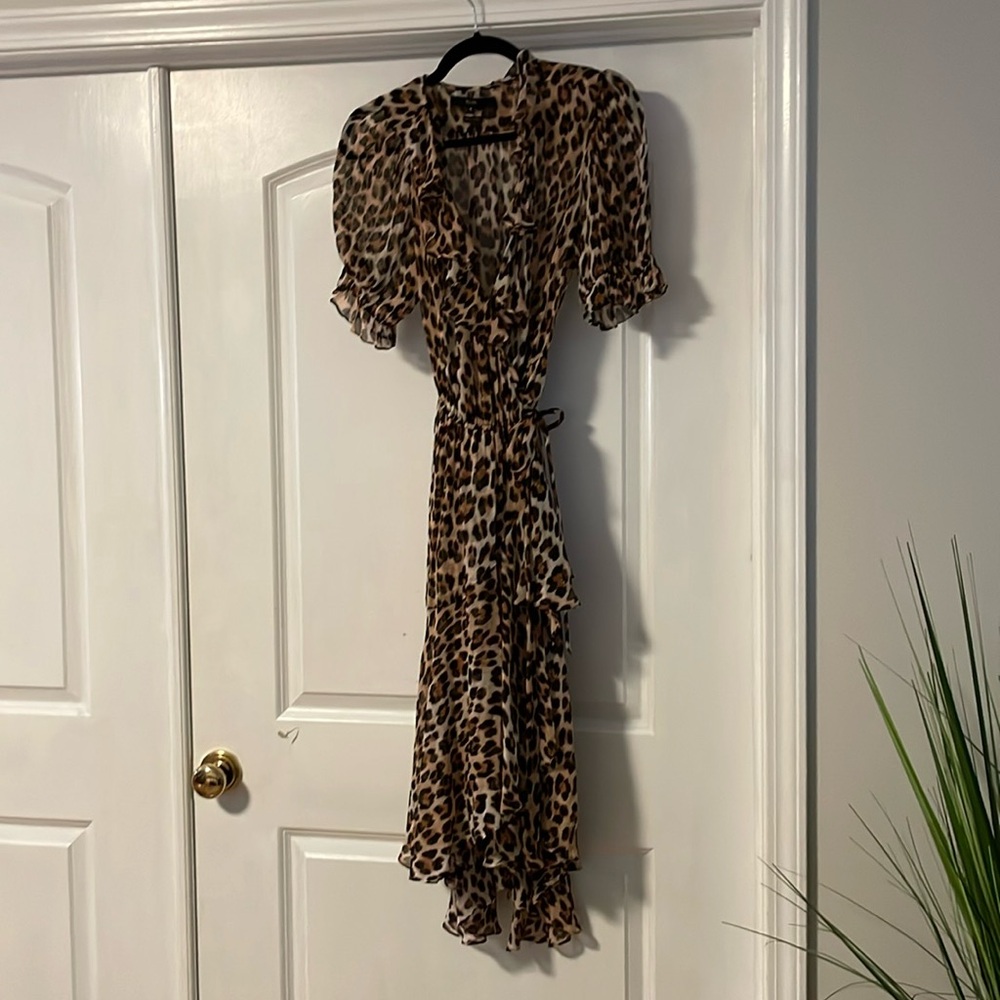 Animal print wrap assymetrical dress